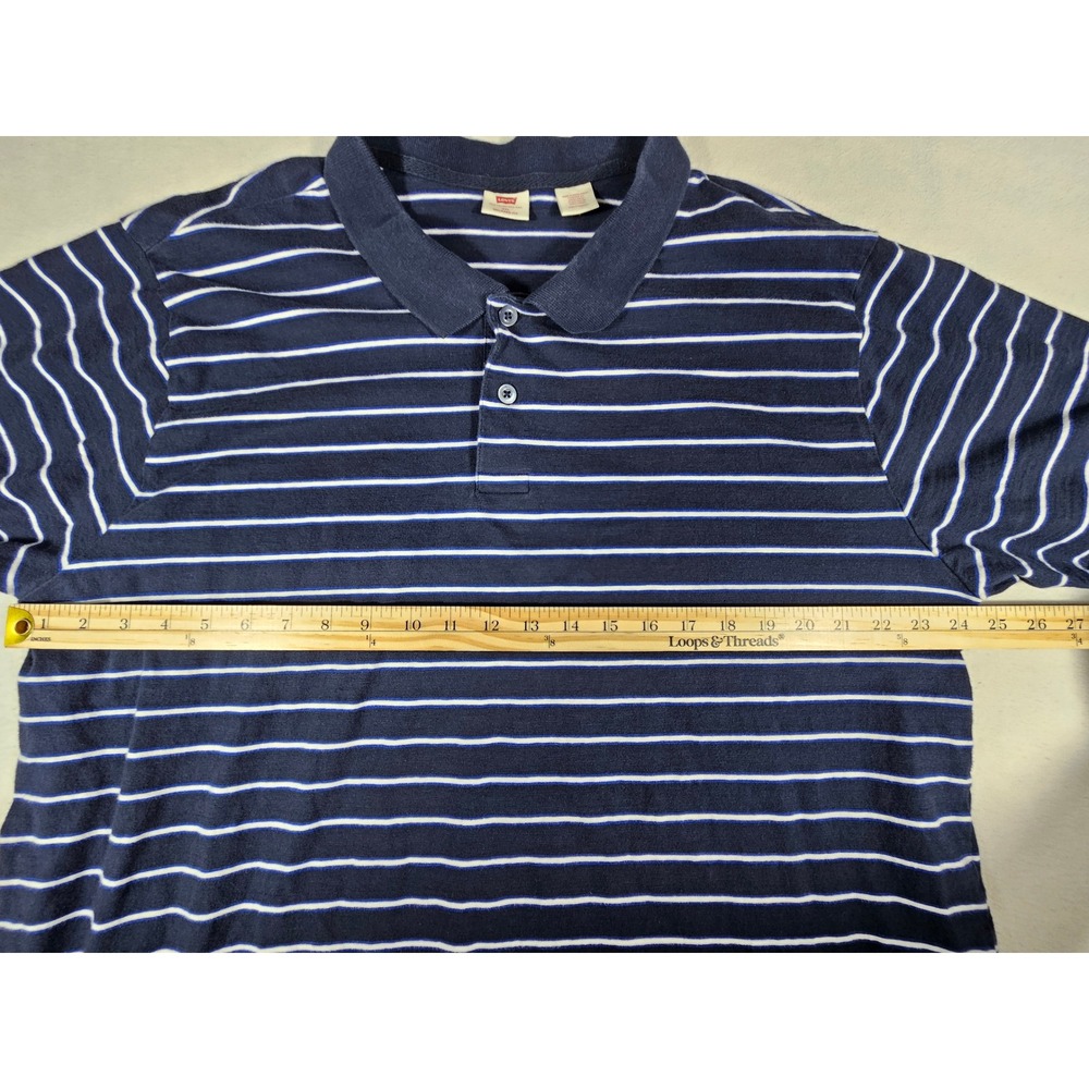 Levis Mens XXL Relaxed Fit Striped Polo Shirt Navy Blue White‎ 00308-0000 - Picture 3 of 10